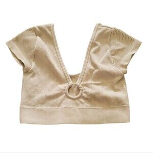 Aerie Beige Ribbed Cropped Top Size XS